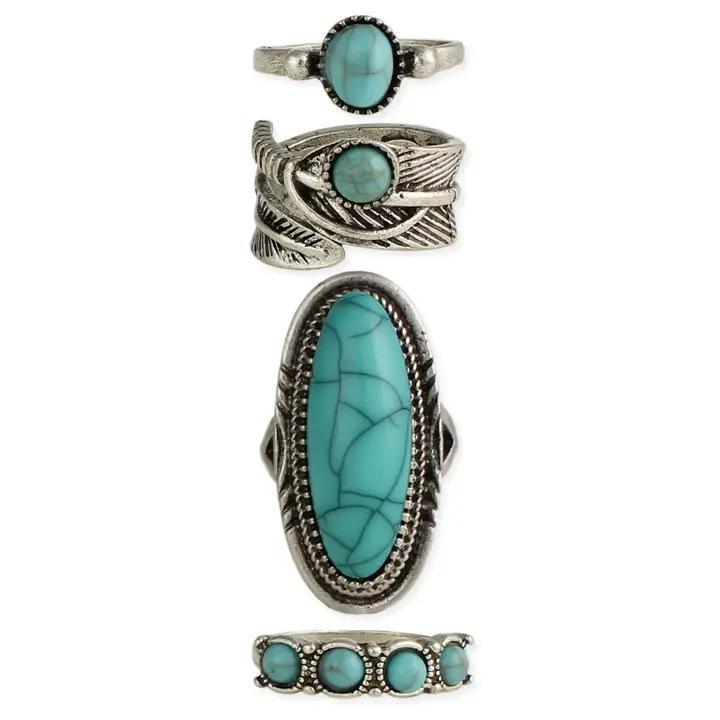 Boho Starter Pack Turquoise Ring Set