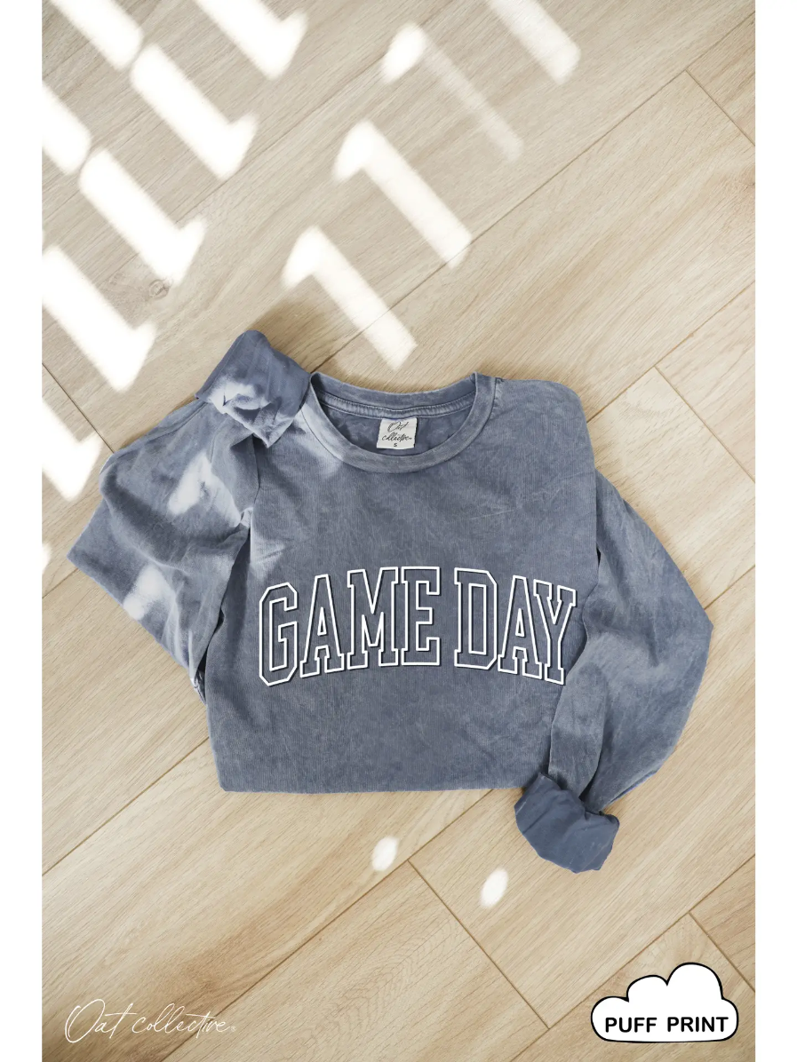Game Day Puff Mineral Washed Long Sleeve Graphic