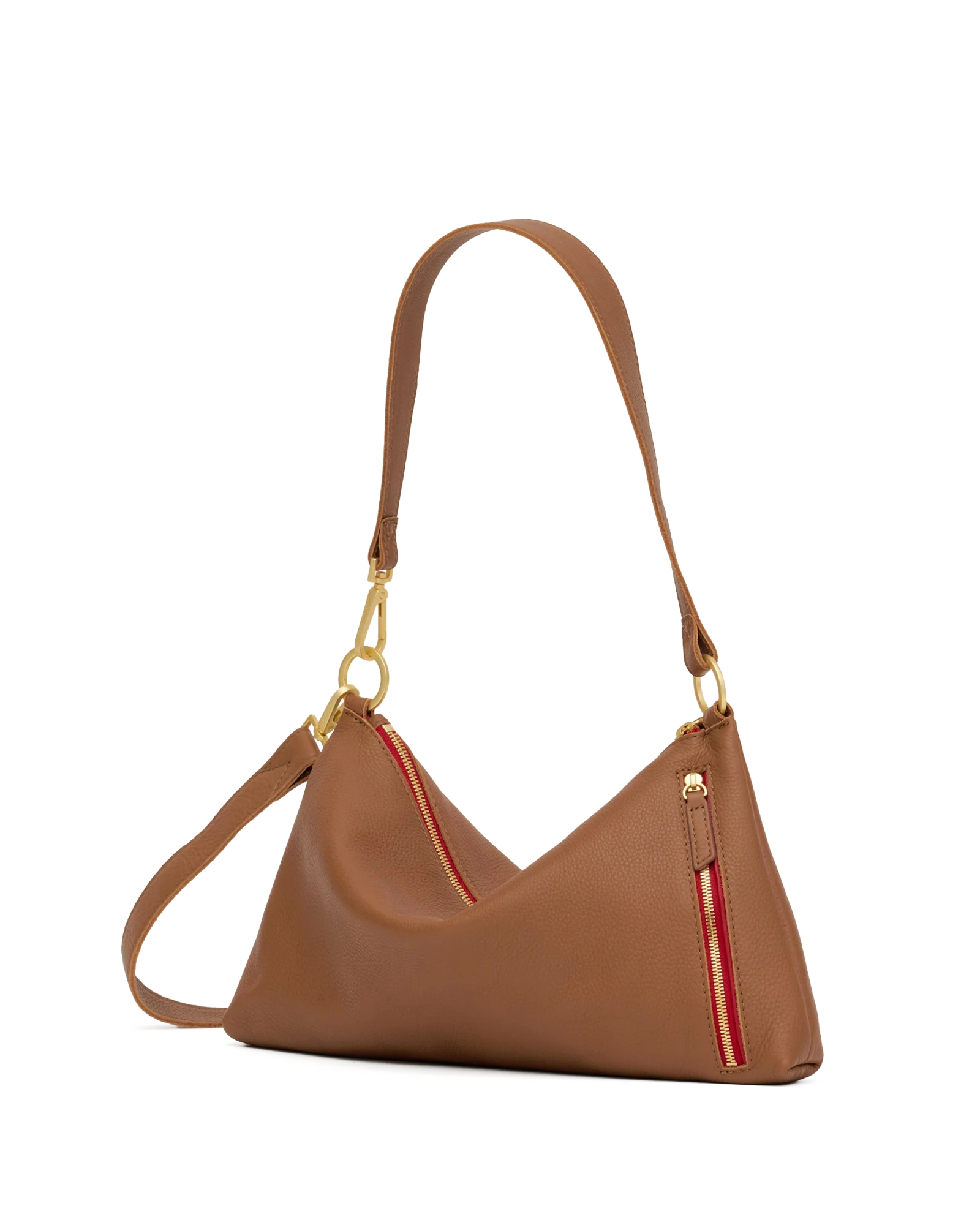 Hammitt Kyle Med - Mahogany Pebble/Brushed Gold Red Zip