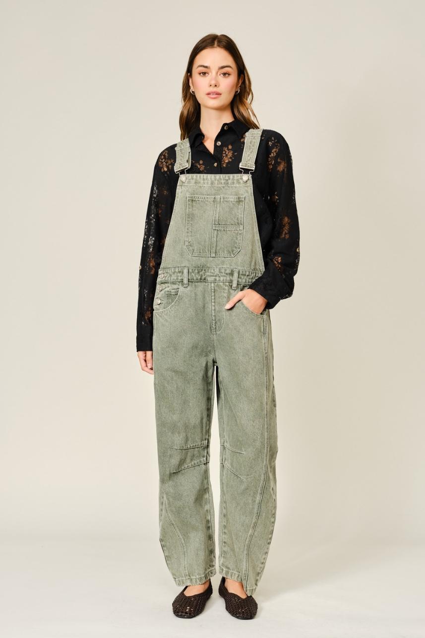 Slouchy Relax Fit Denim Overalls
