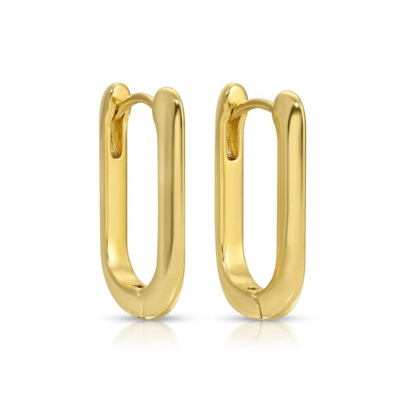 Splendid Iris Contemporary Gold Oblong Hoops