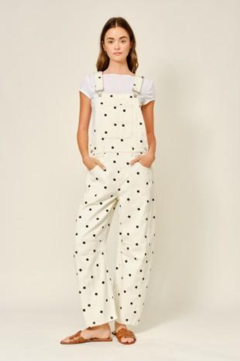 Aaron & Amber Slouchy Relax Fit Denim Overalls - Front View