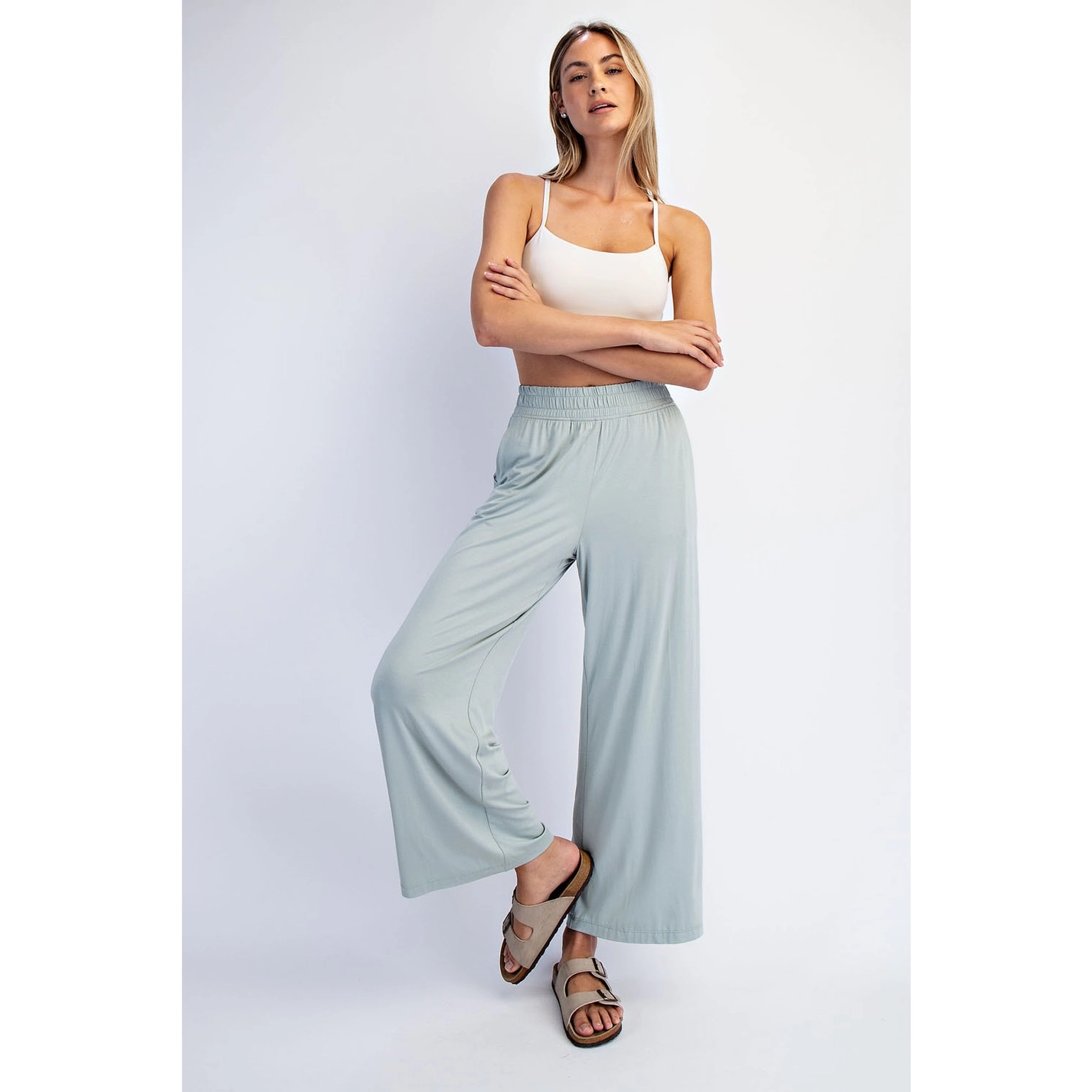 Viscose Modal Cropped Wide Leg Pants
