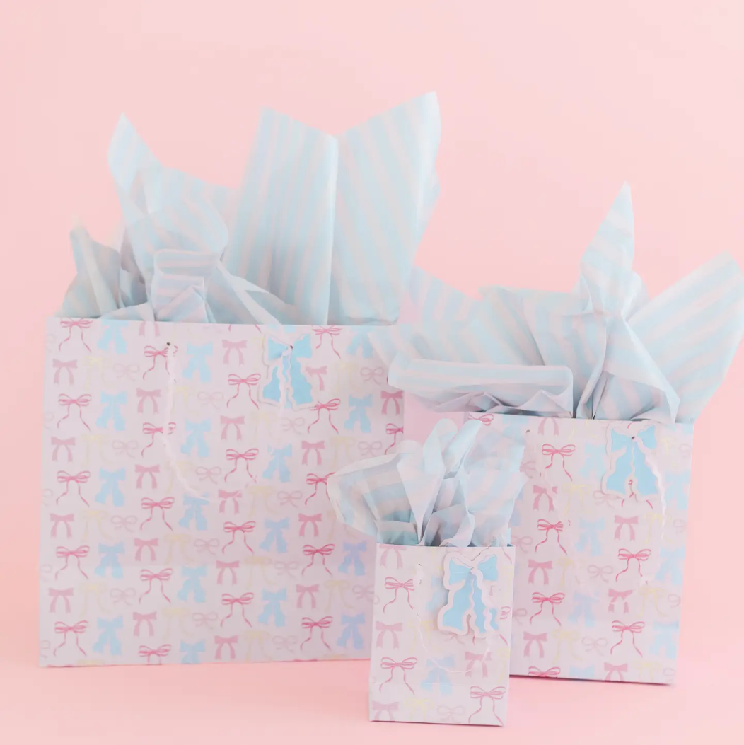 Pastel Bows and Stripes Gift Bag with Tag