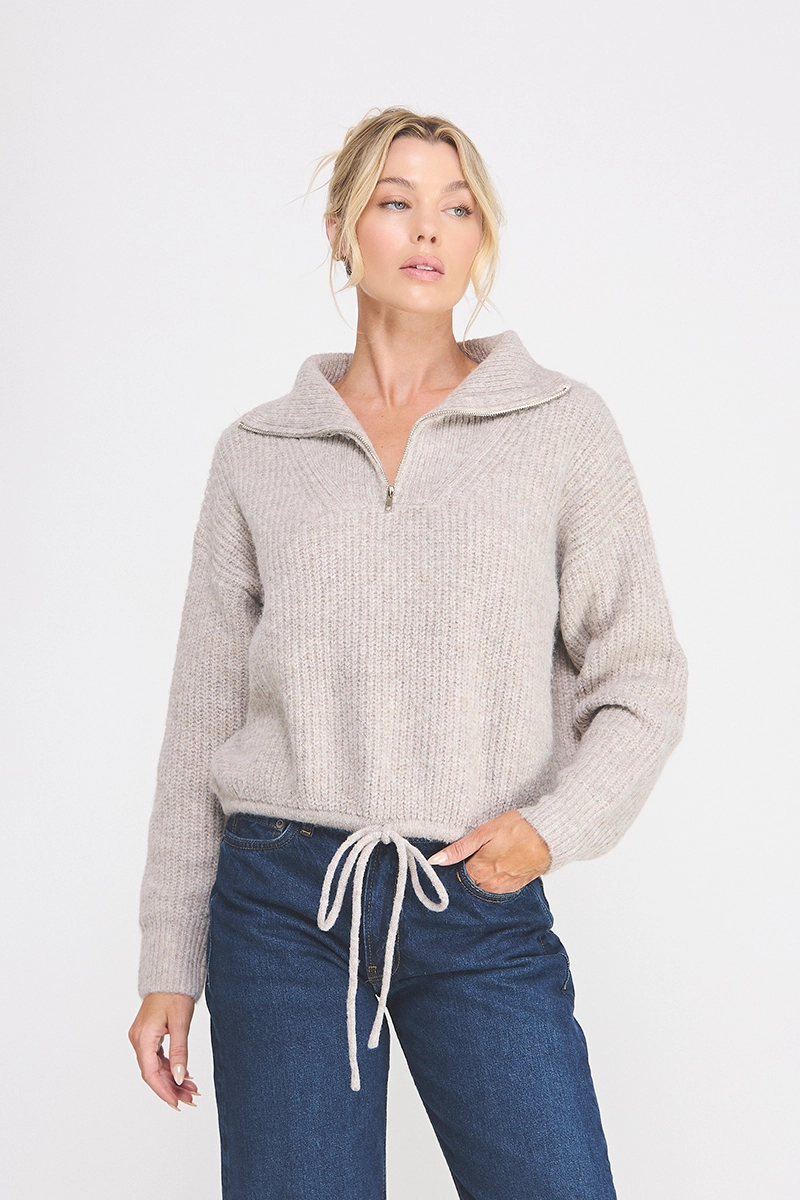 Quarter Zip Sweater - Grey