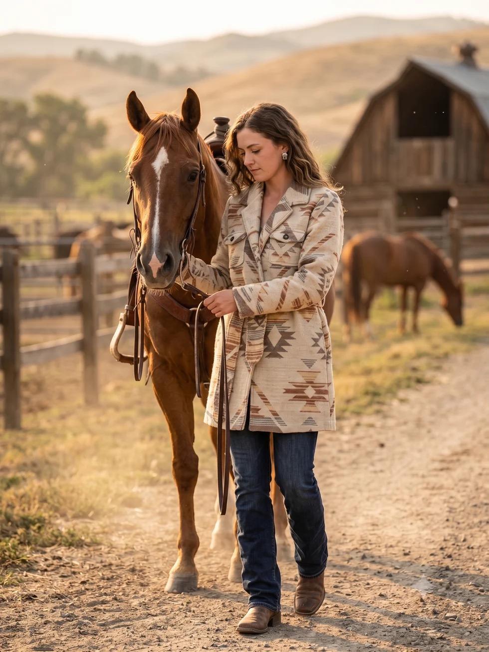 Ladies' Aztec Western Wrap - Multi Print