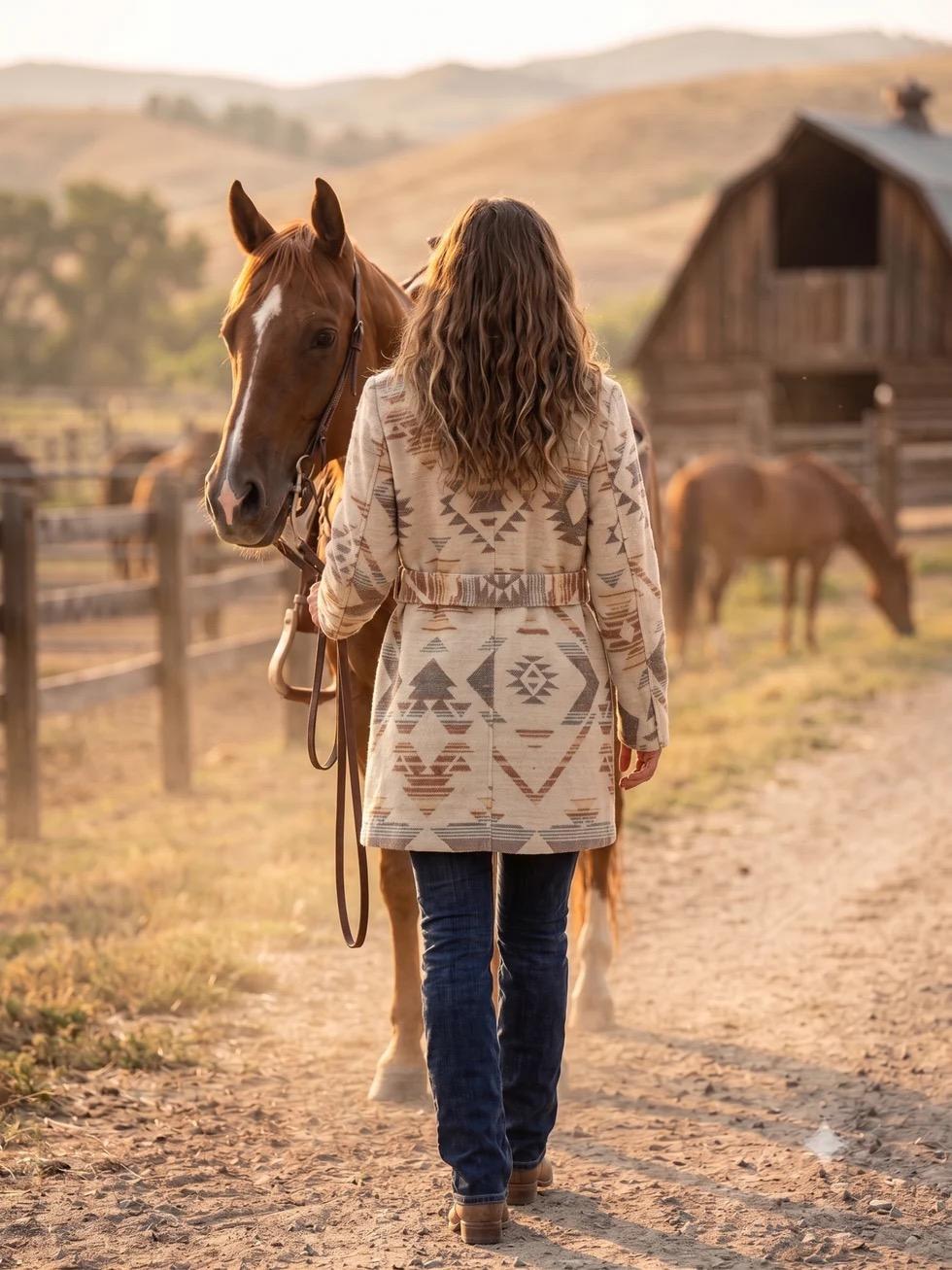 Ladies' Aztec Western Wrap - Multi Print
