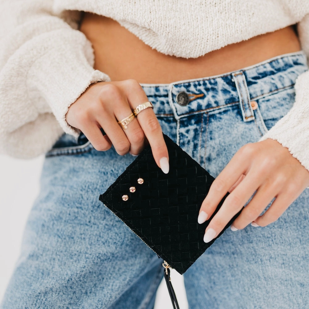 Kat Suede Wallet - Black