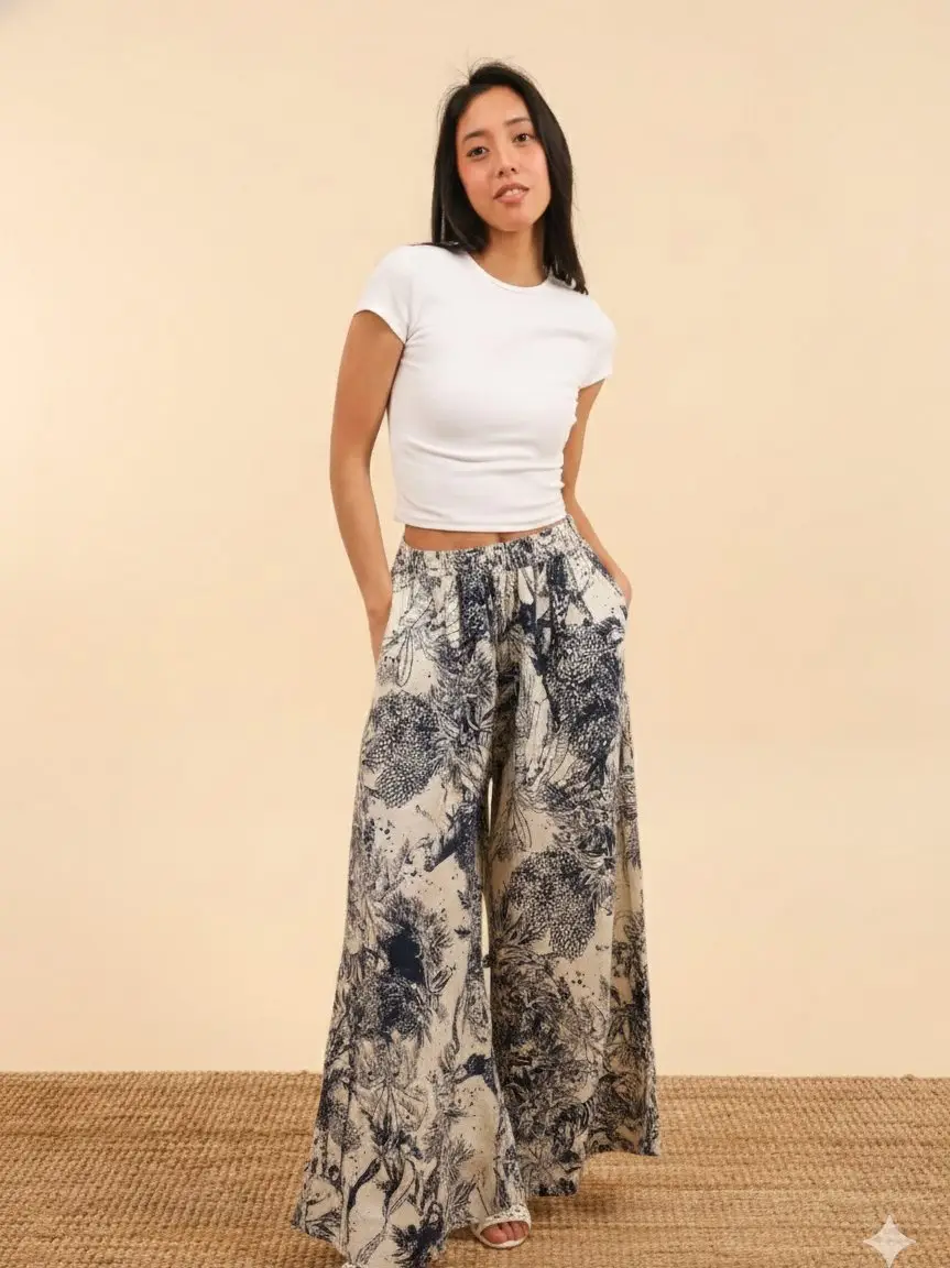 Linen Printed Trousers