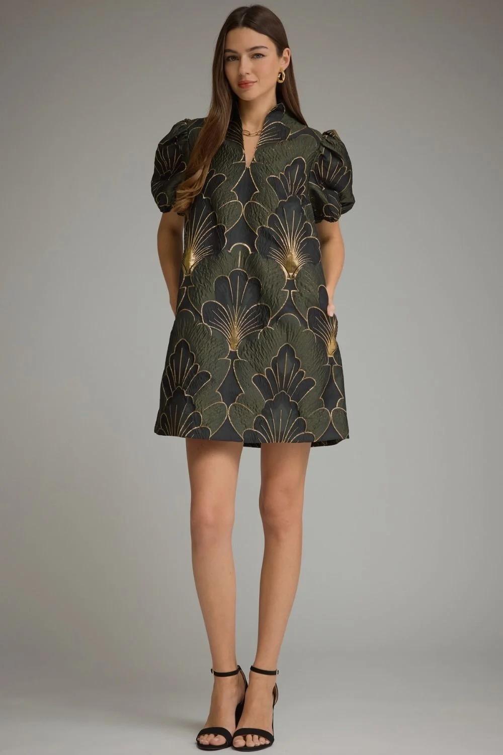 Slate Jacquard Dress