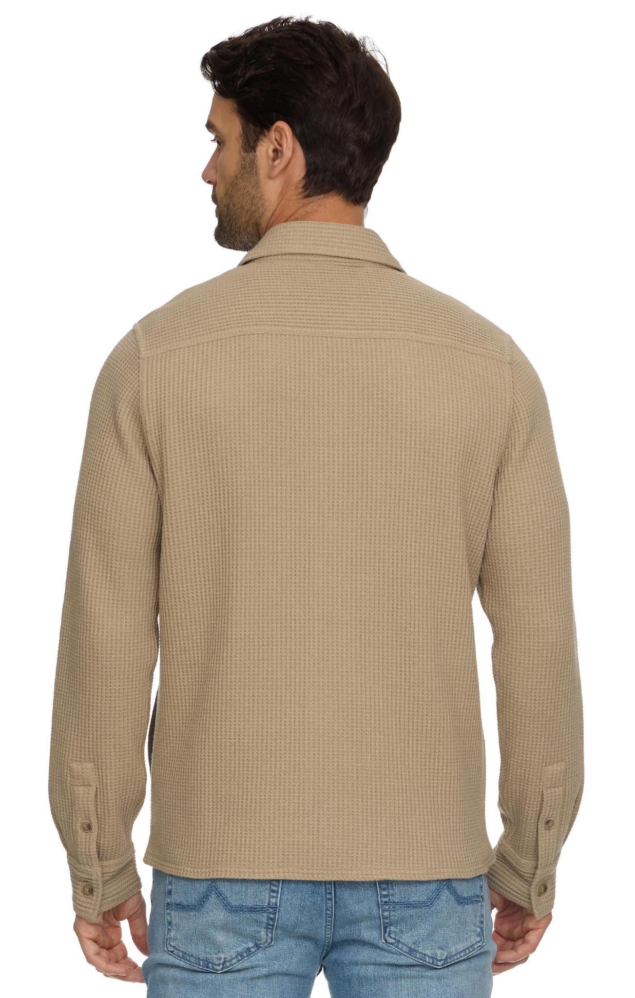 Elmore Waffle Knit Shirt Jacket - Tan