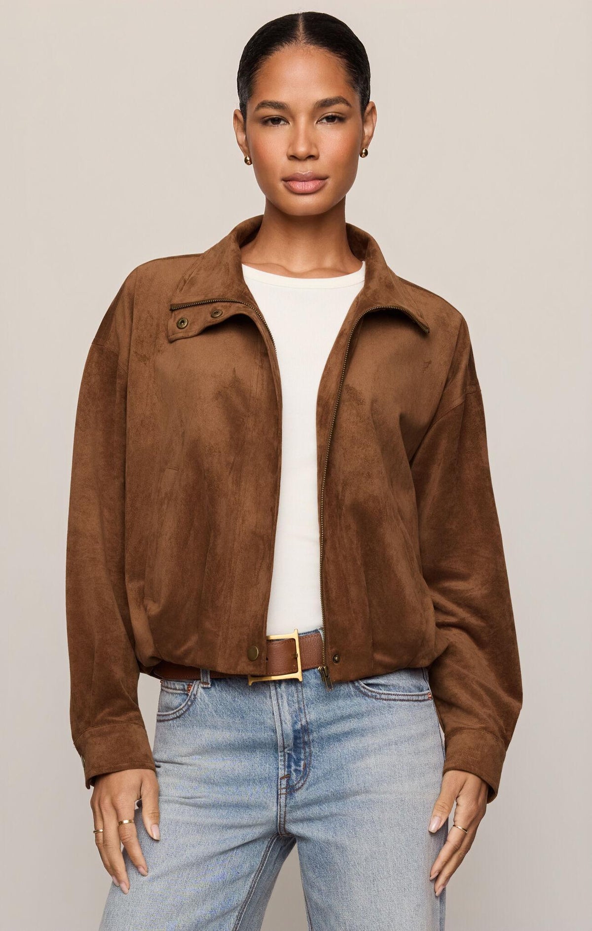 Corin Bubble Hem Jacket - Saddle Suede