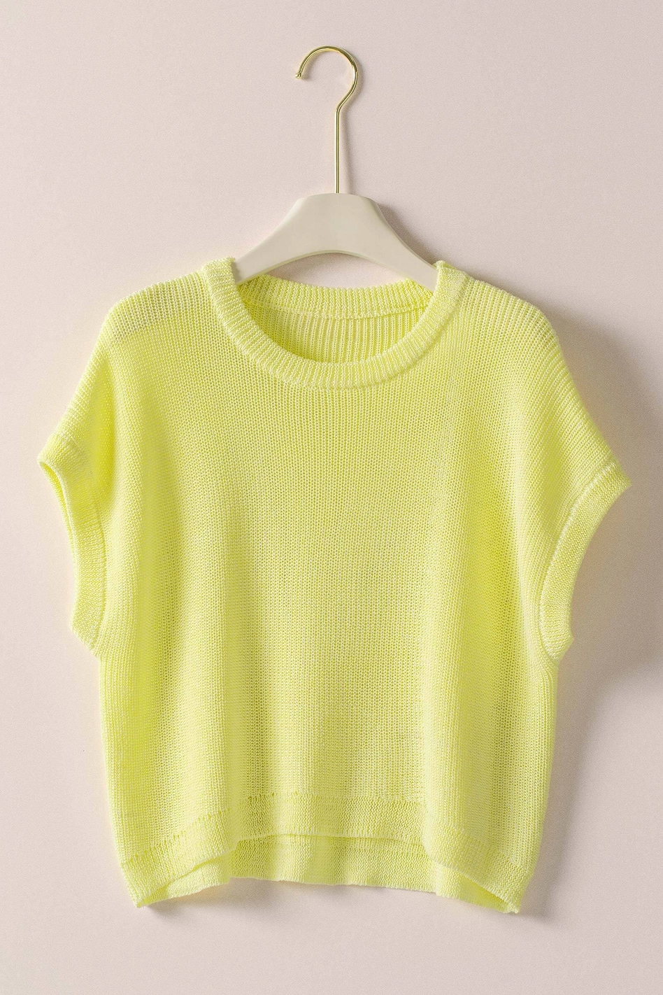 Boxy Fit Viscose Knit Top -Butter Yellow