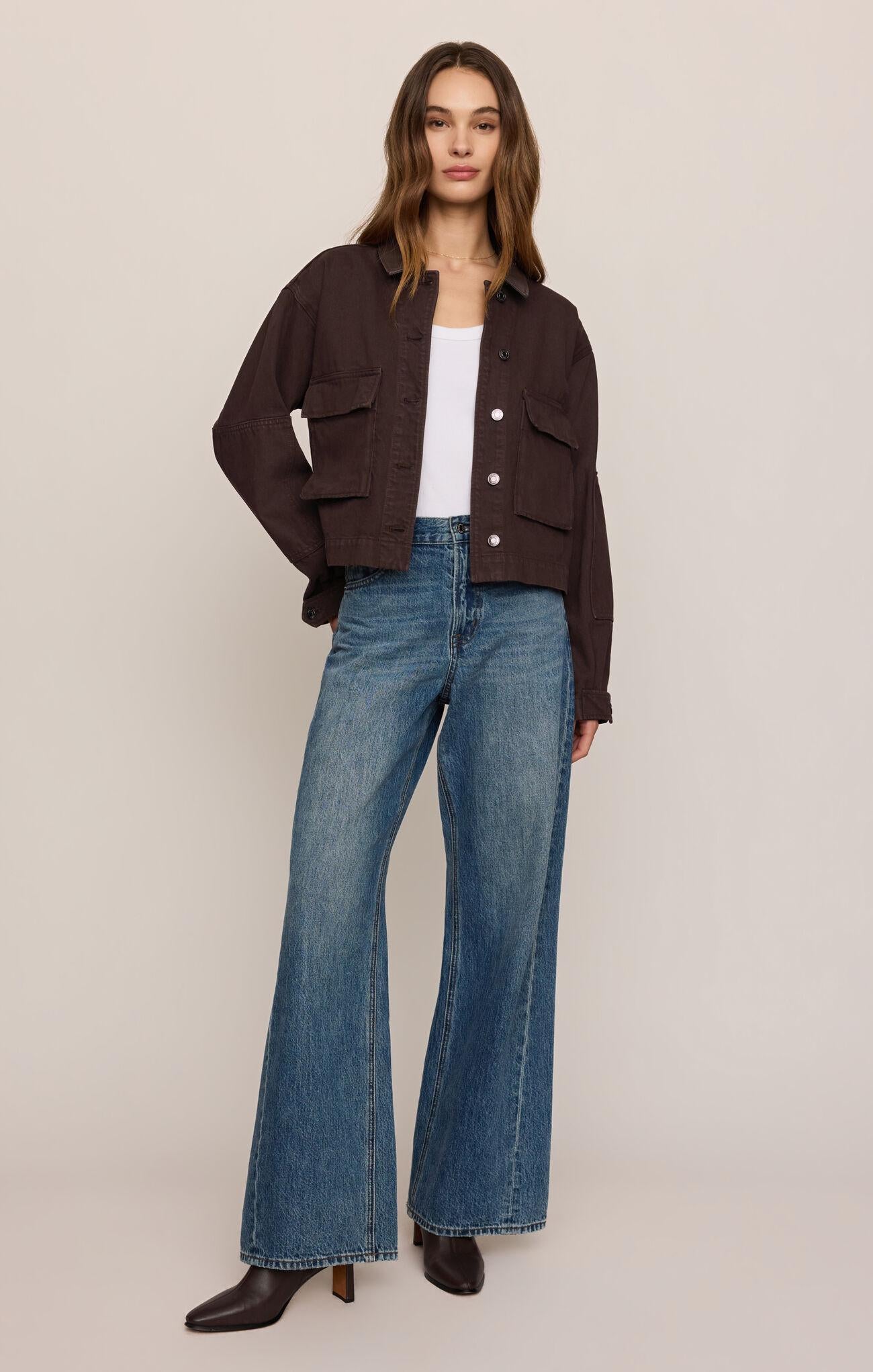 Rey Cropped Chore Jacket - Umber