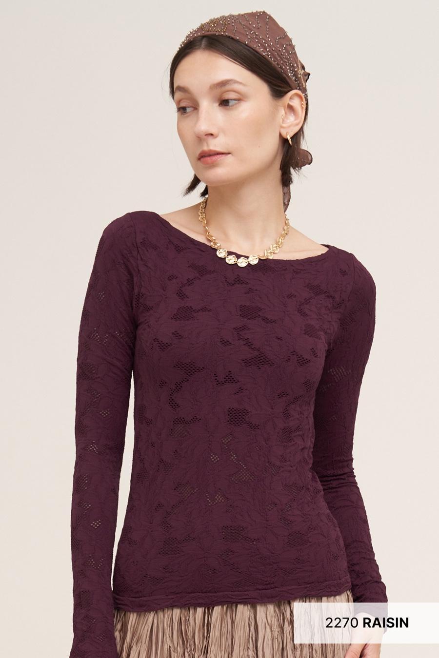 Floral Lace Boat Neck Top