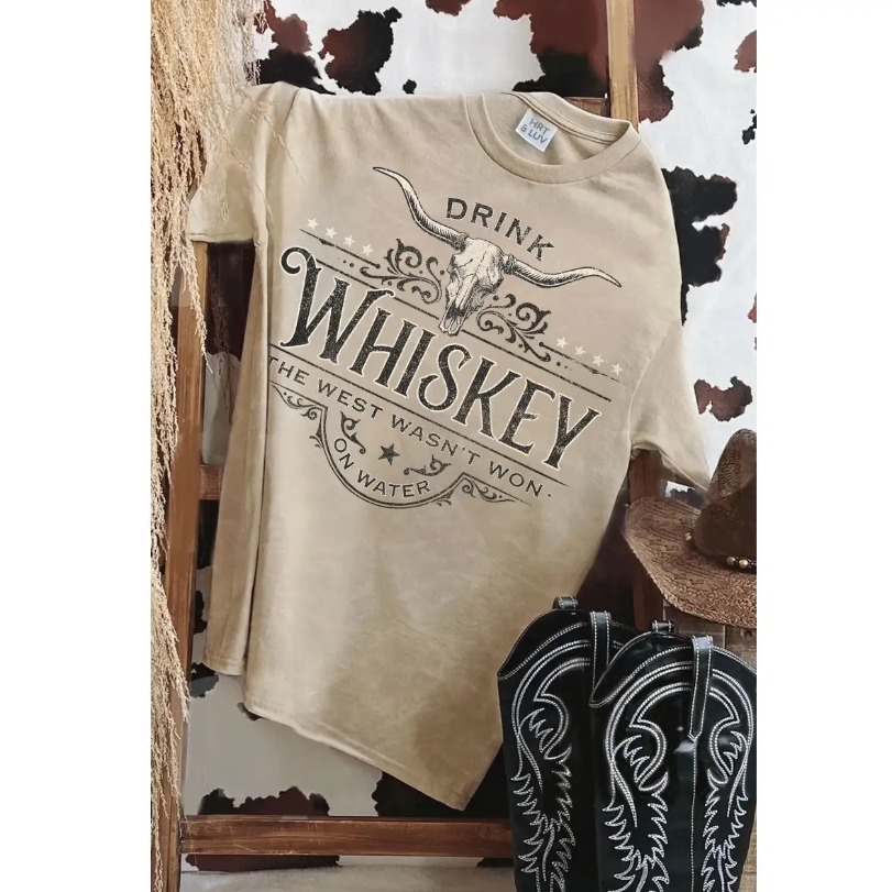 Drink Whiskey Mineral Graphic Tee - Mineral Beige