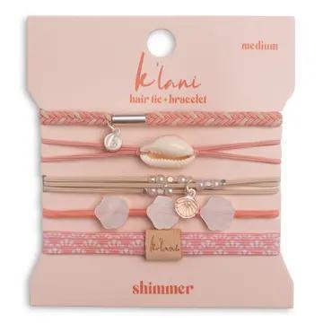 Shimmer Coral with Shell Hair Tie Bracelets (medium)
