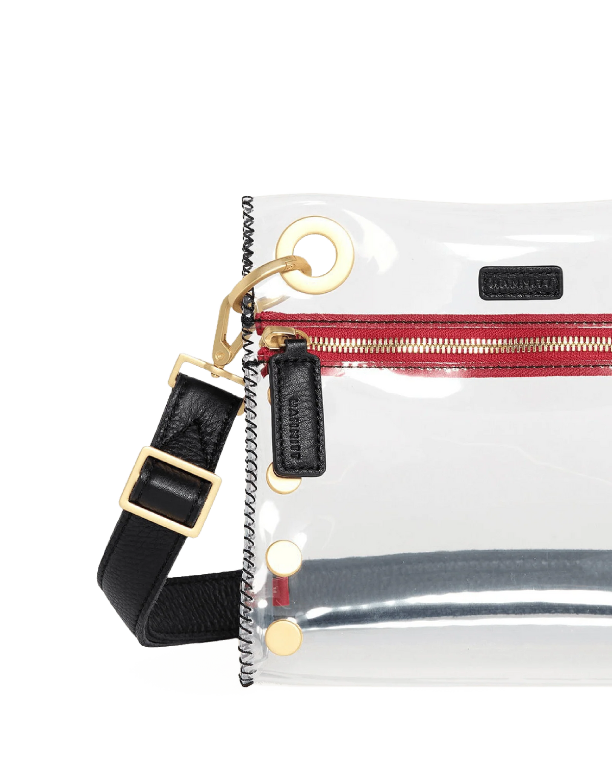 Hammitt Tony Clear Sml - Clear Black/Brushed Gold Red Zip