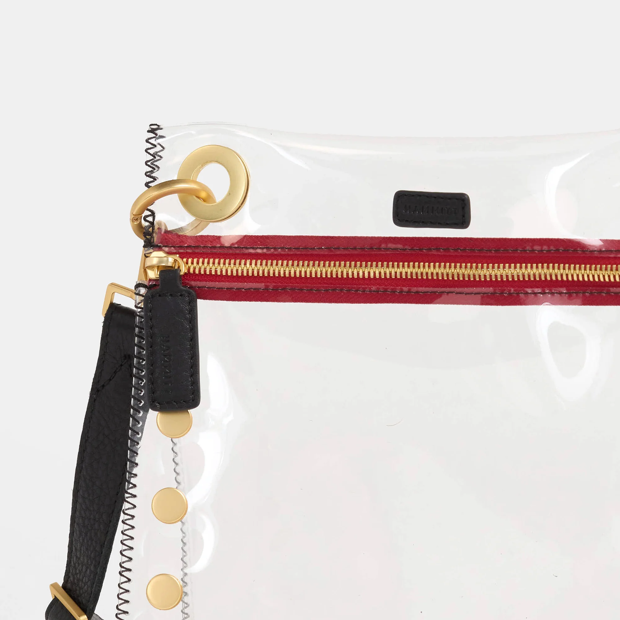 Hammitt Tony Med Clear - Black/Gold Red Zip