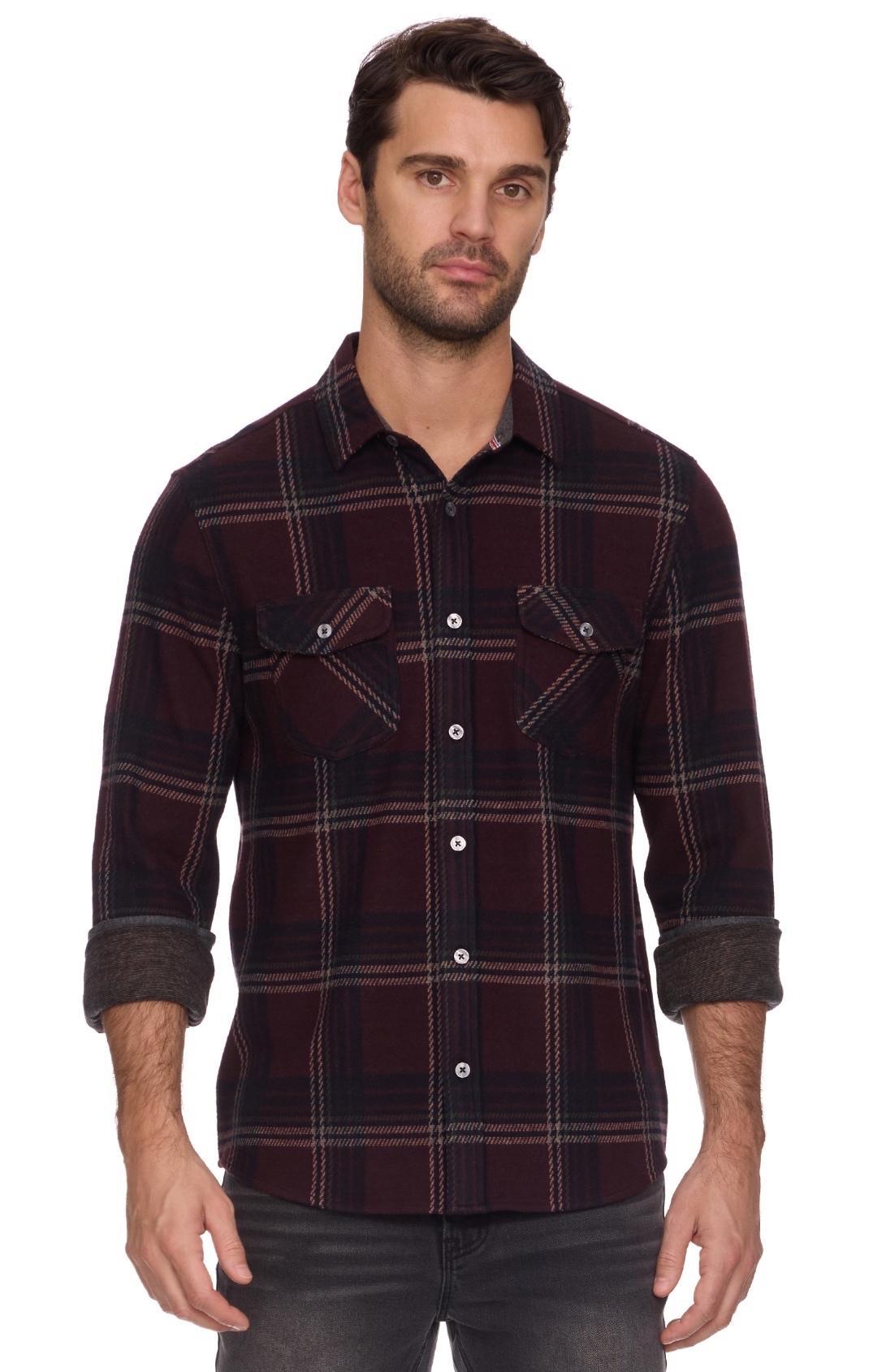Elba L/S Hero Knit Flannel - Burgundy/Navy