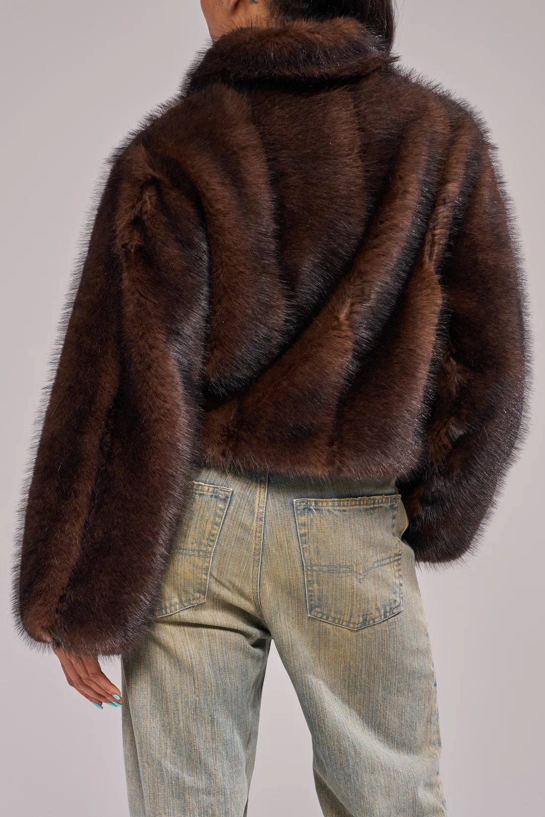Kessia Faux Fur Jacket - Chocolate