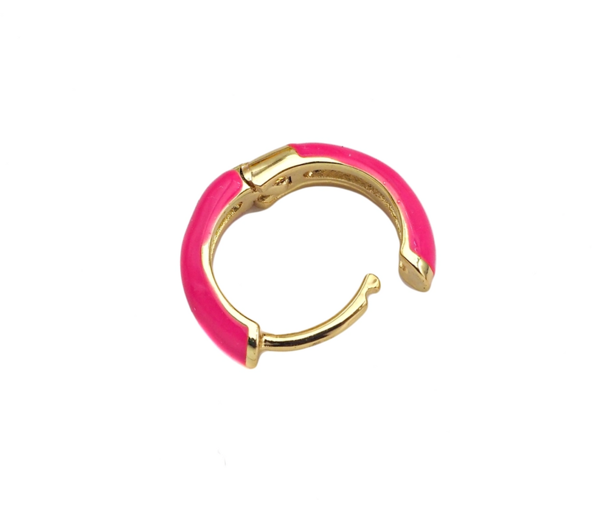 Everyday Wear Enamel Gold Hoop Earring