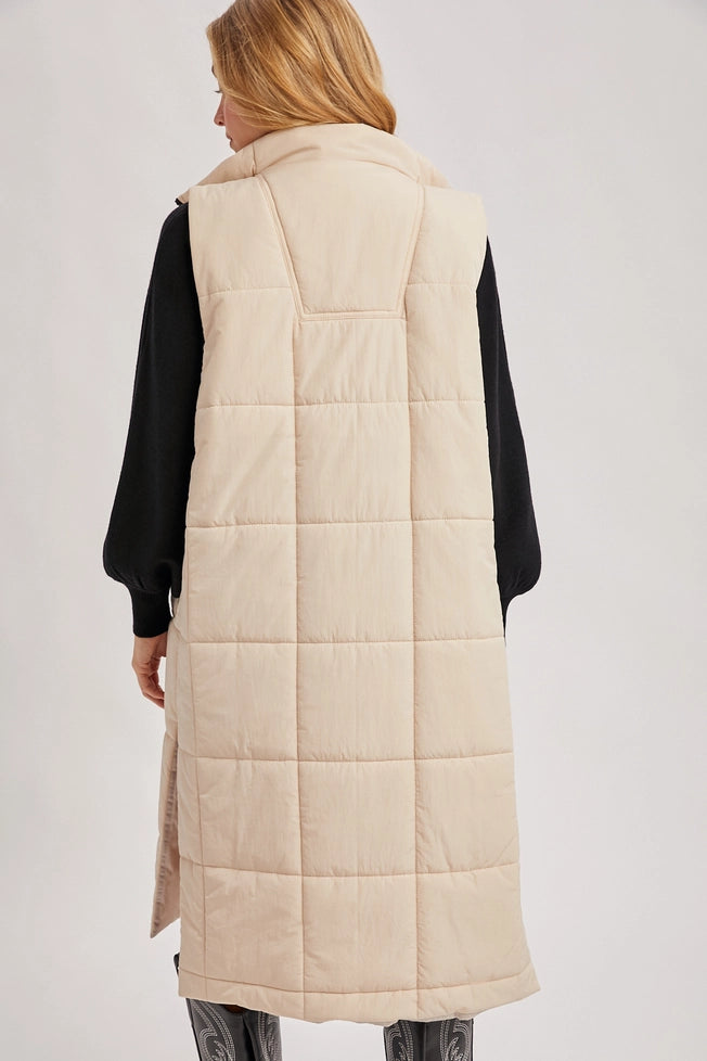 Bluivy Quilted Longline Puffer Vest - Back View
