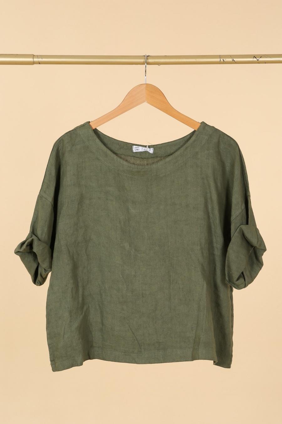 Round Neck Linen Top