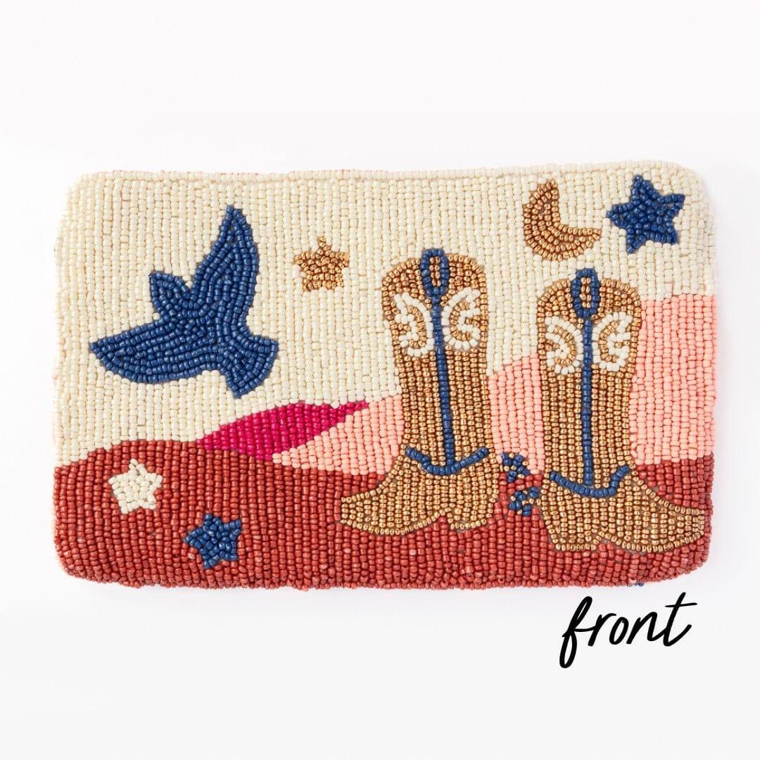 Leila Boot Seed Bead Clutch with Strap