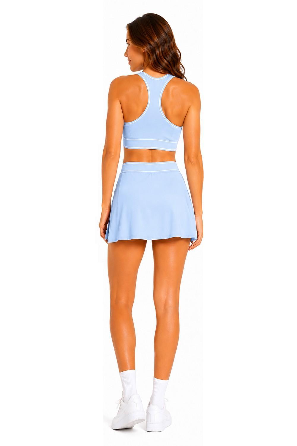 White Piping Line Sports Bra - Blue
