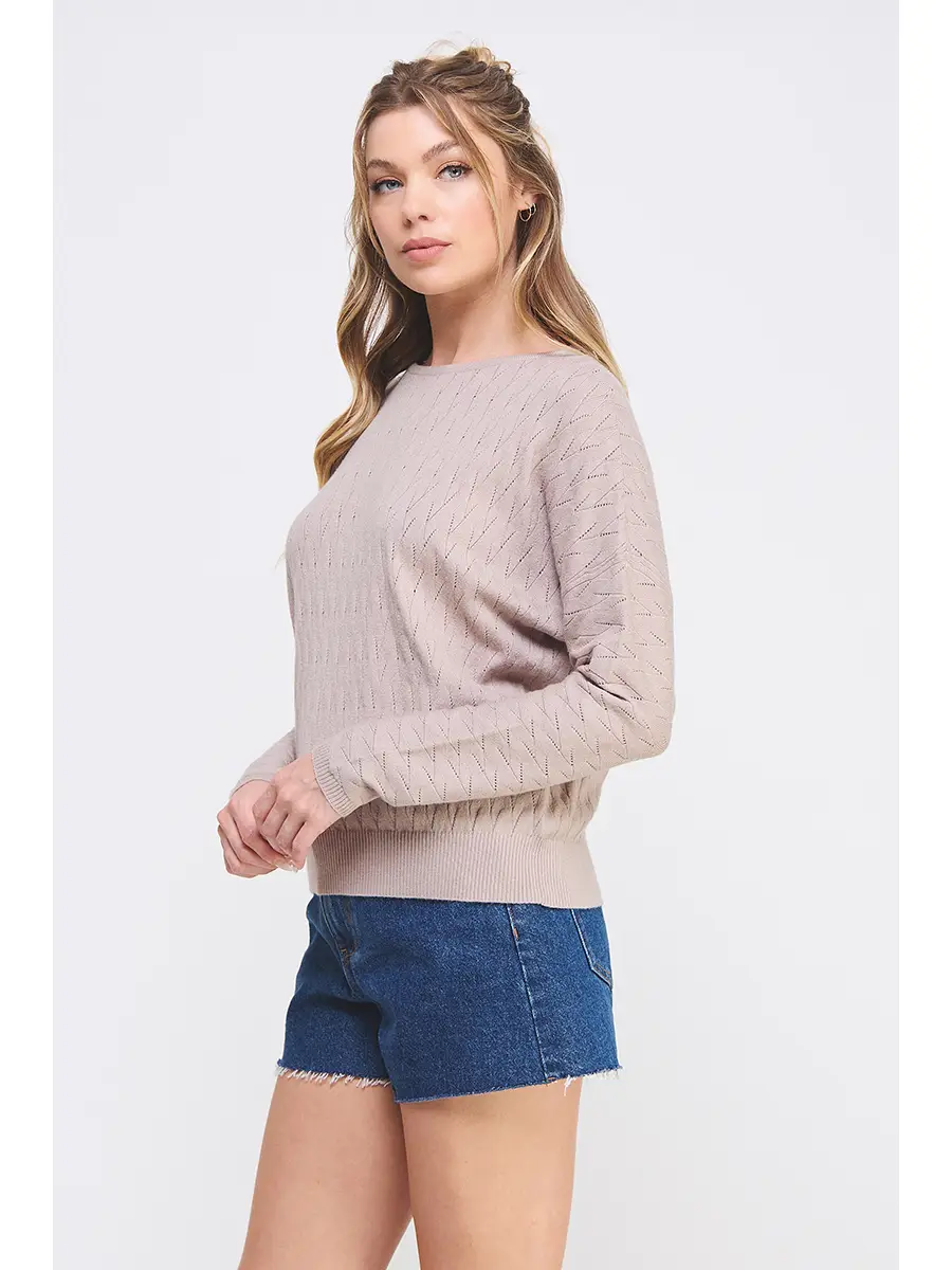 Long Sleeve Fine Gauge Dolman - Warm Stone
