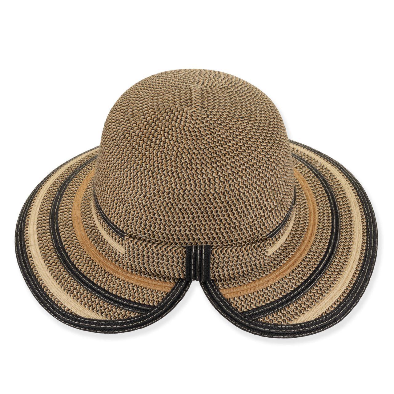 Paper Braid Backless Bucket Hat Brim 3.5" - Black