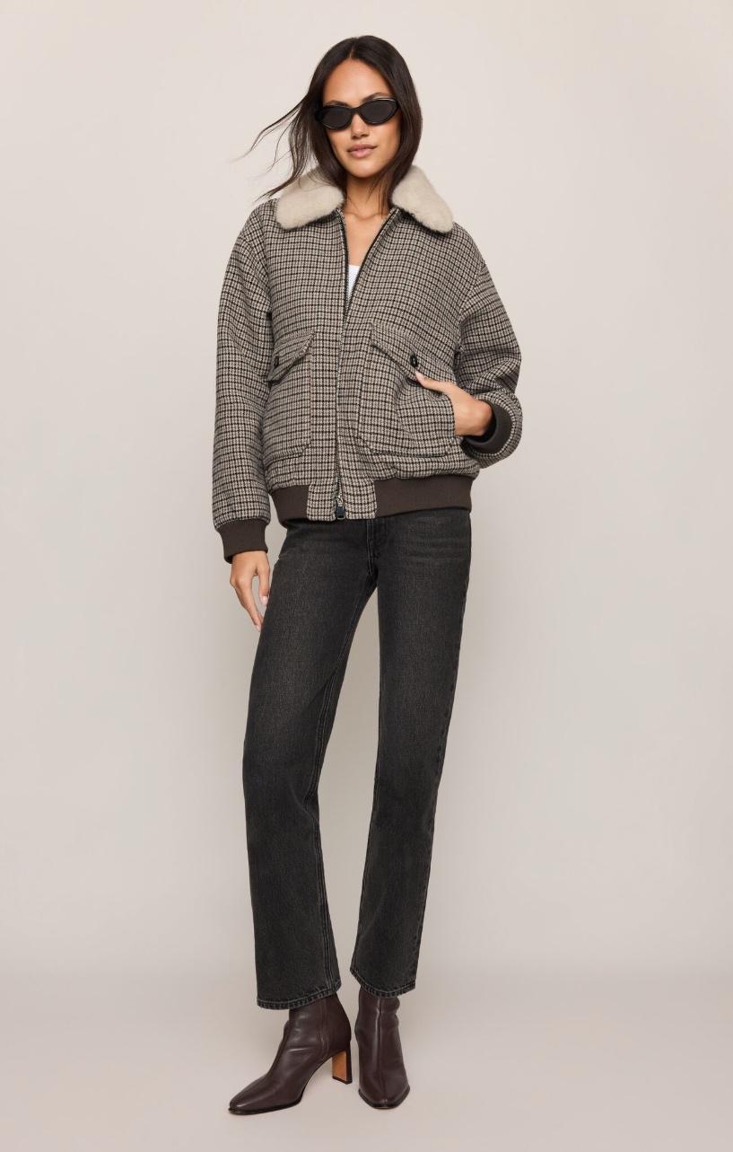 Tavi Plaid Bomber Jacket - Cocoa Bean