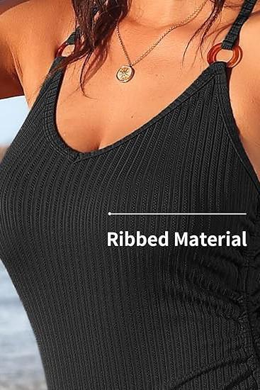 Ribbed Adjustable Tie Side One Piece Swimsuits