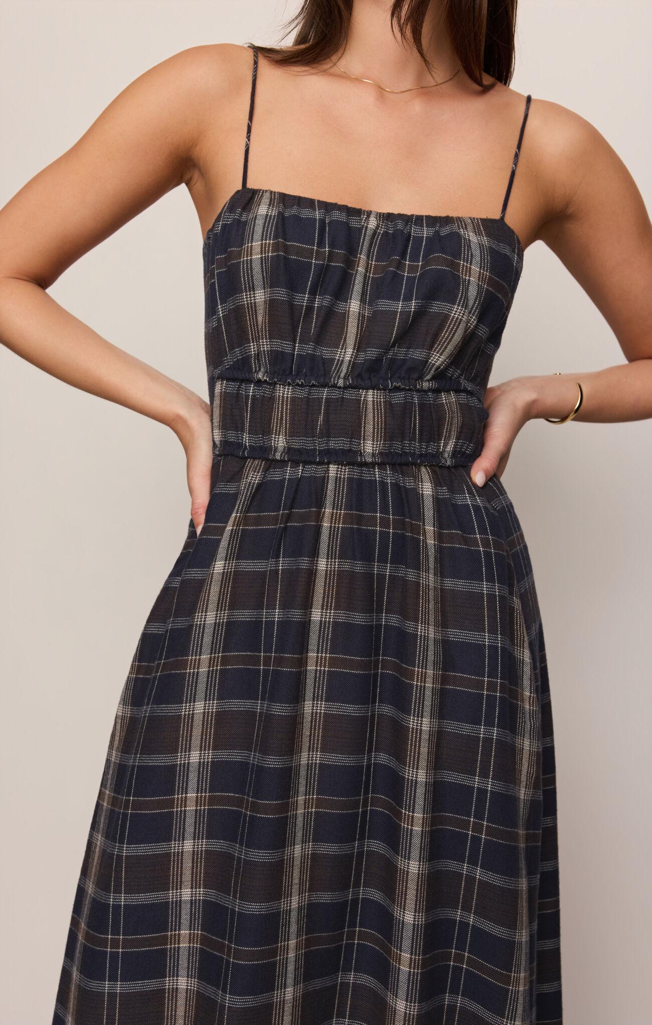 Evermore Plaid Midi Dress - Eclipse