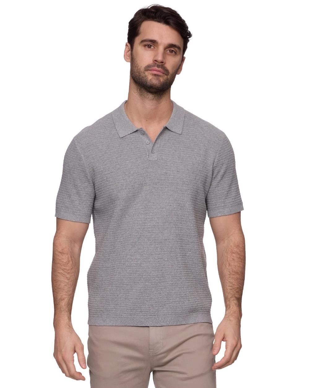 Donelly S/S Textured Sweater Polo - Grey Heather