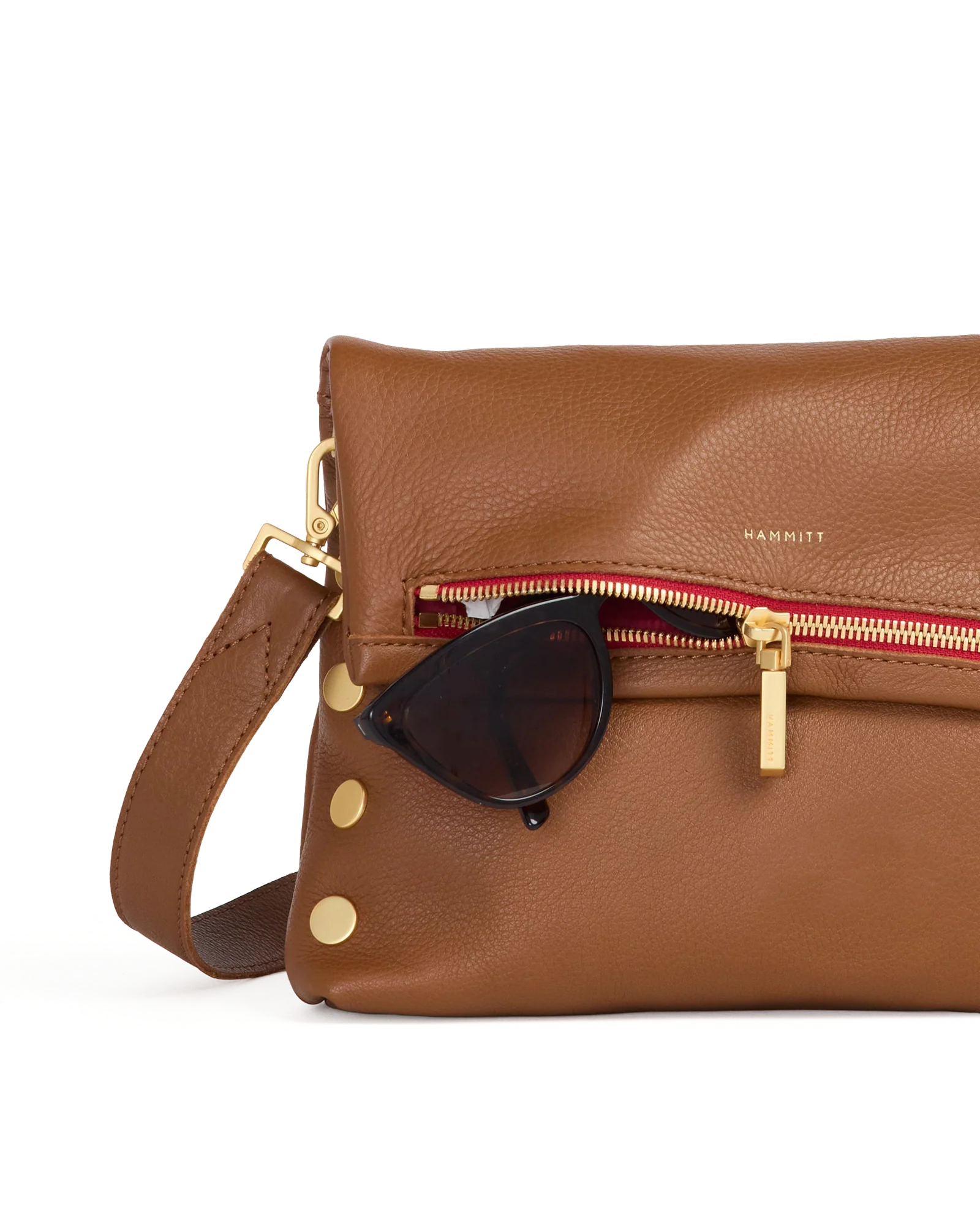 Hammitt VIP Med - Mahogany Pebble/Brushed Gold Red Zip