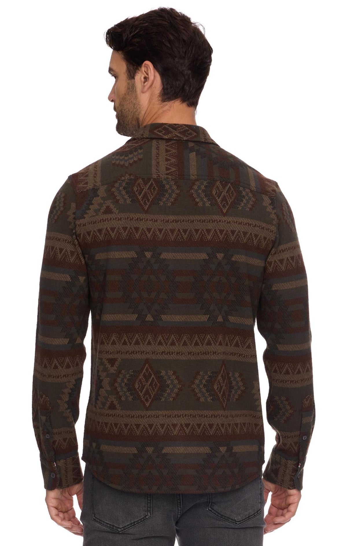 Forestdale L/S Southwestern Hero Knit Flannel - Olive/Brown