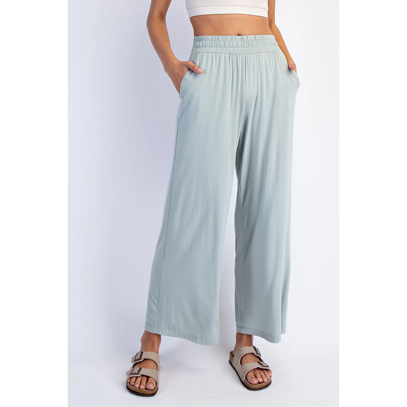 Viscose Modal Cropped Wide Leg Pants