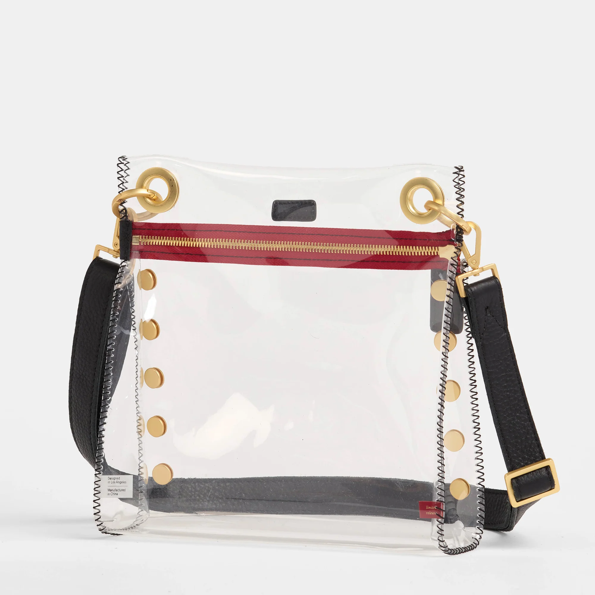 Hammitt Tony Med Clear - Black/Gold Red Zip
