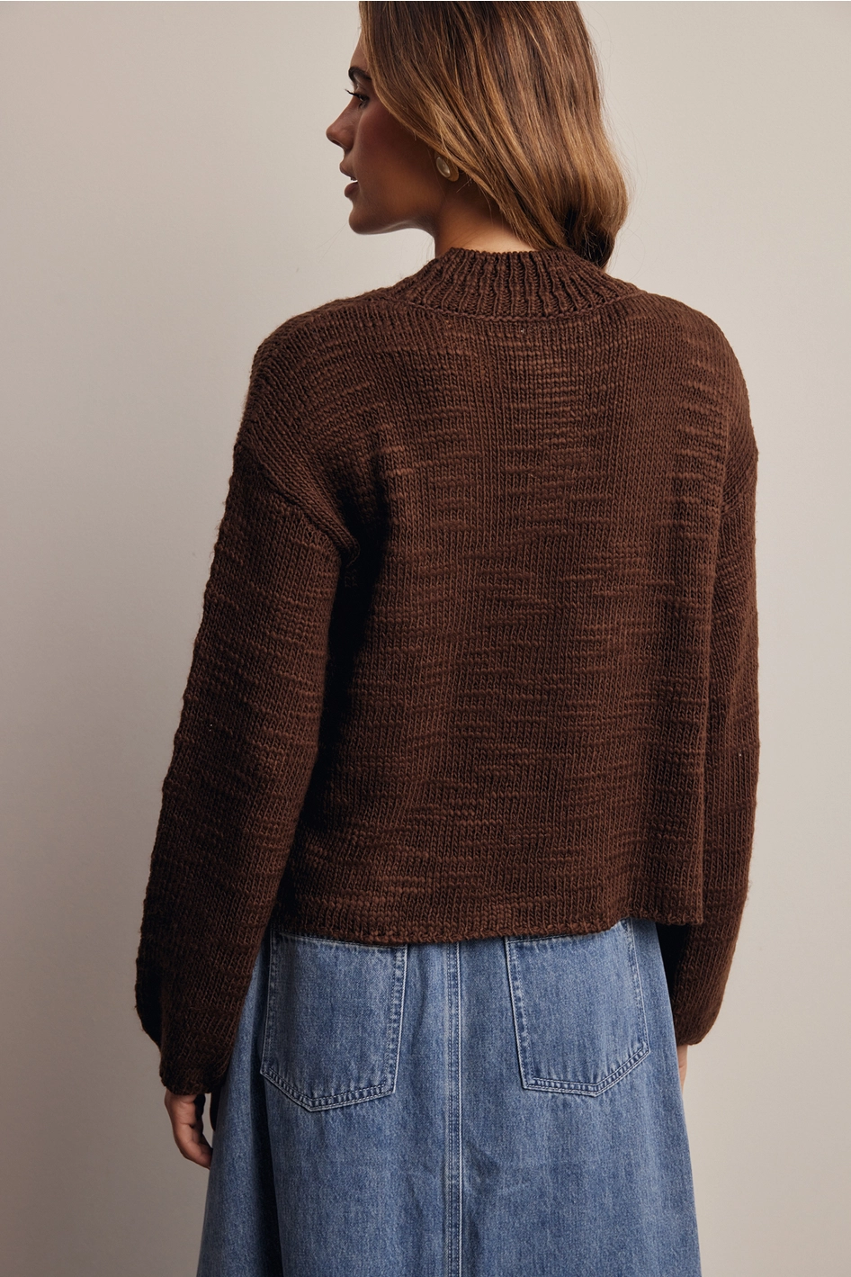 Mock Neck Marled Knit Sweater