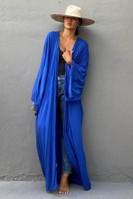 Loose Fit Long Cardigan Cover Up (One Size)