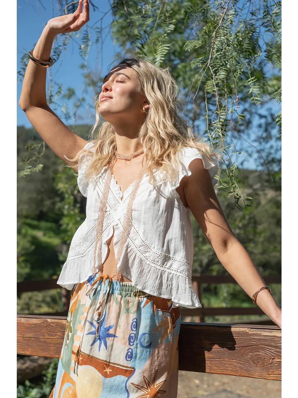 Ruffle Sleeve Top | OFF WHITE