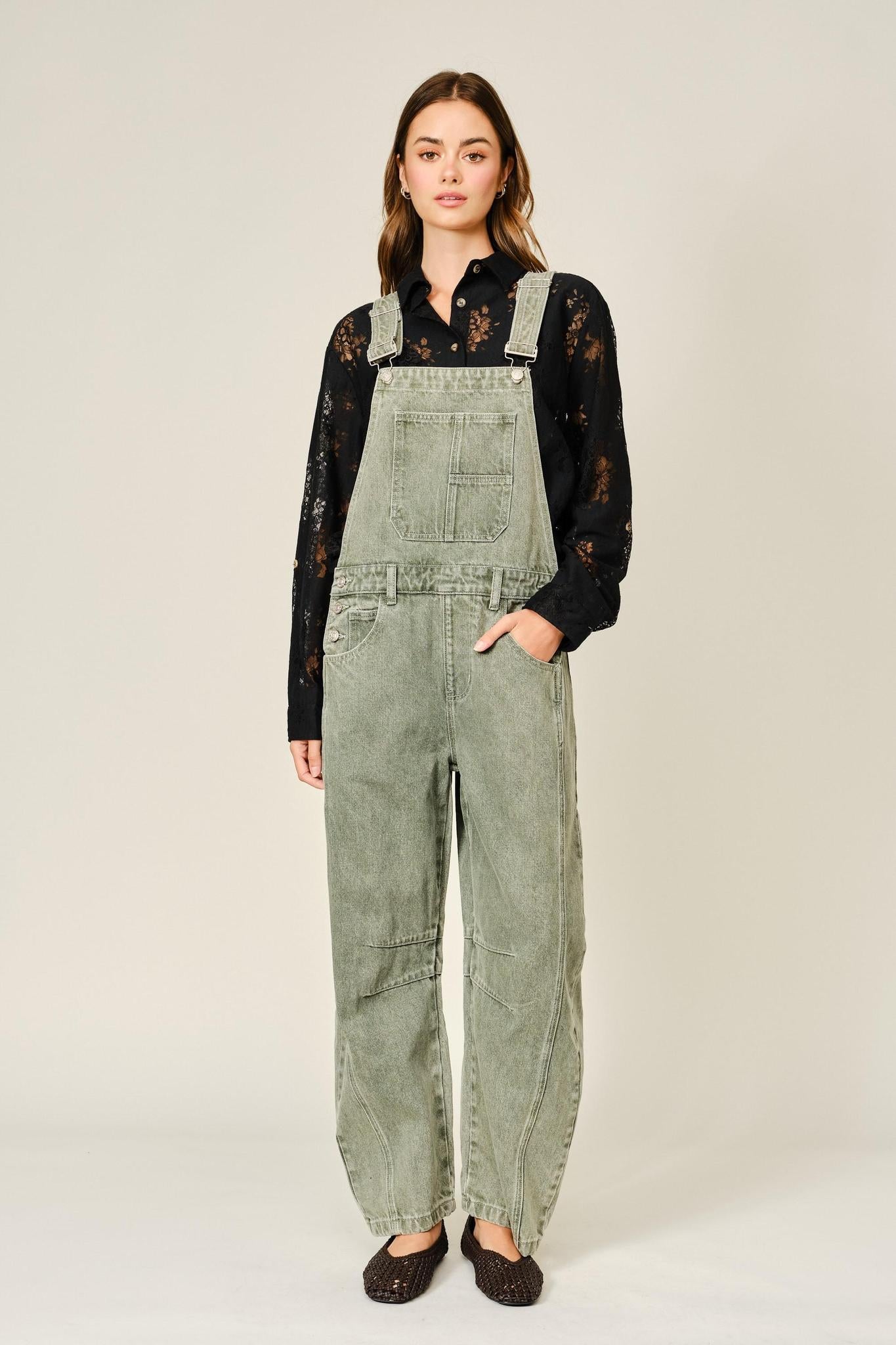 Slouchy Relax Fit Denim Overalls