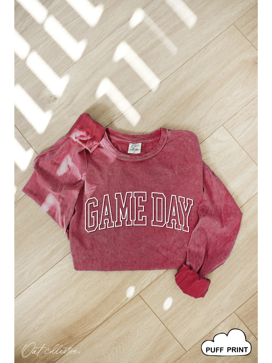 Game Day Puff Mineral Washed Long Sleeve Graphic
