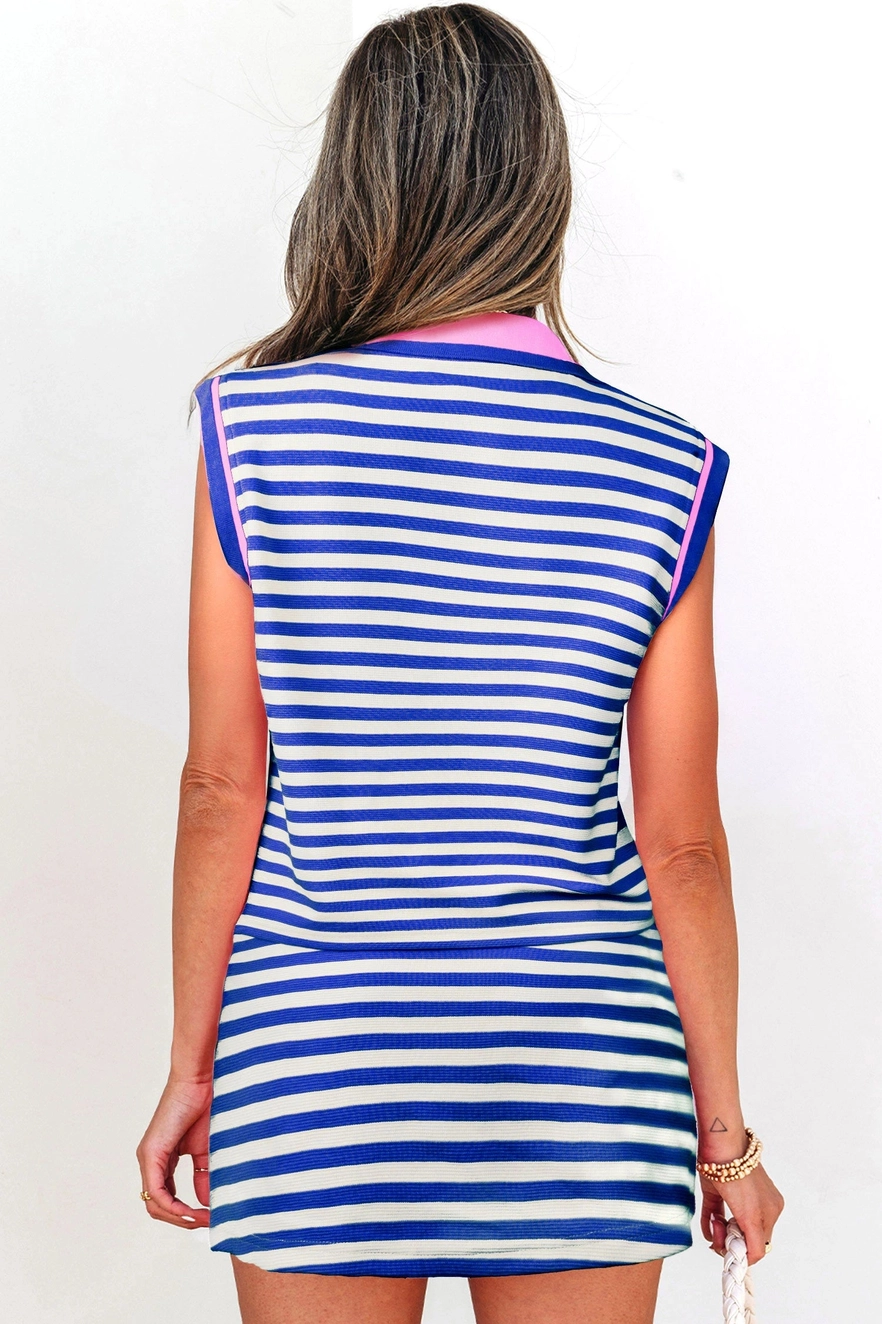 Textured Stripe Print Skort