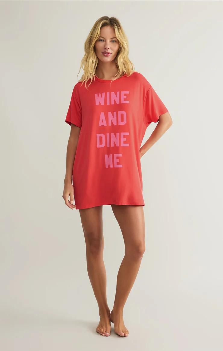 Wine & Dine Night Shirt Hot Stuff