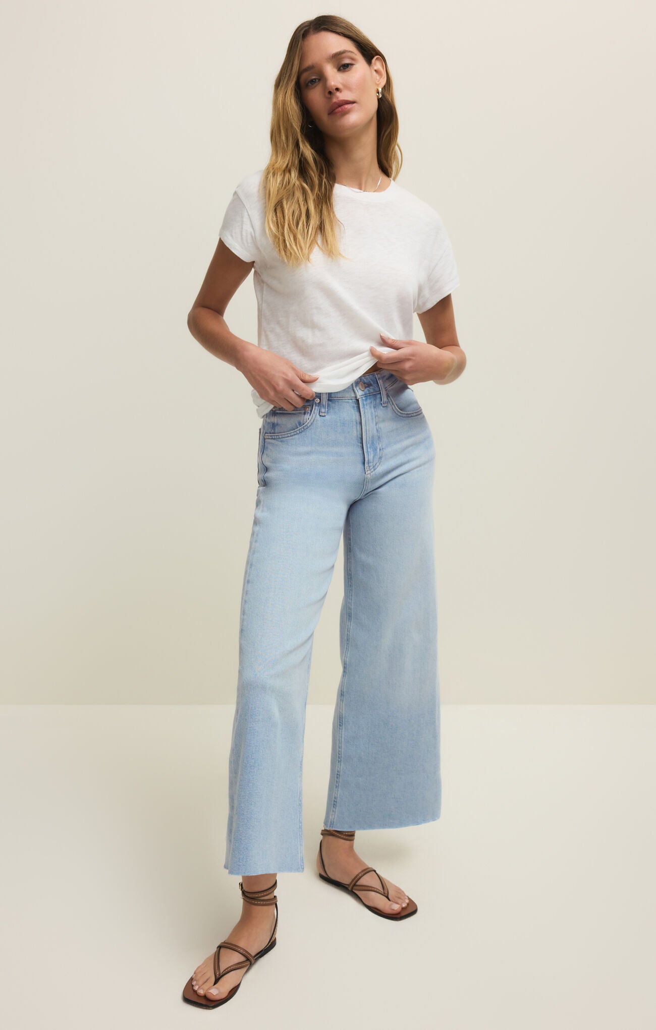 Nova Crop High Rise Wide Leg - Azul