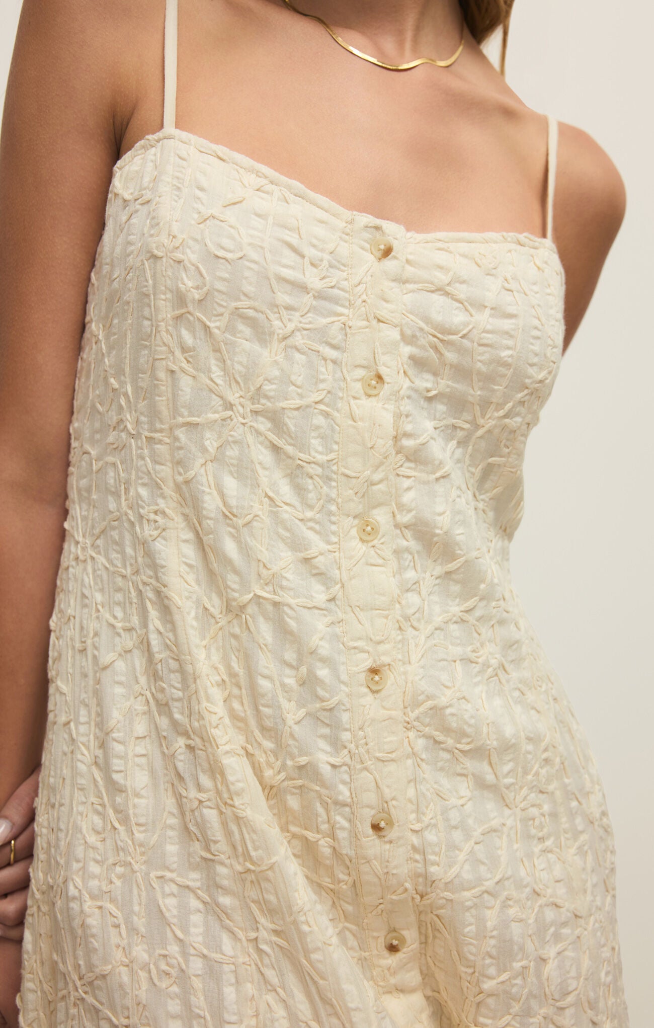 Angel Eyes Textured Midi Dress - Champagne