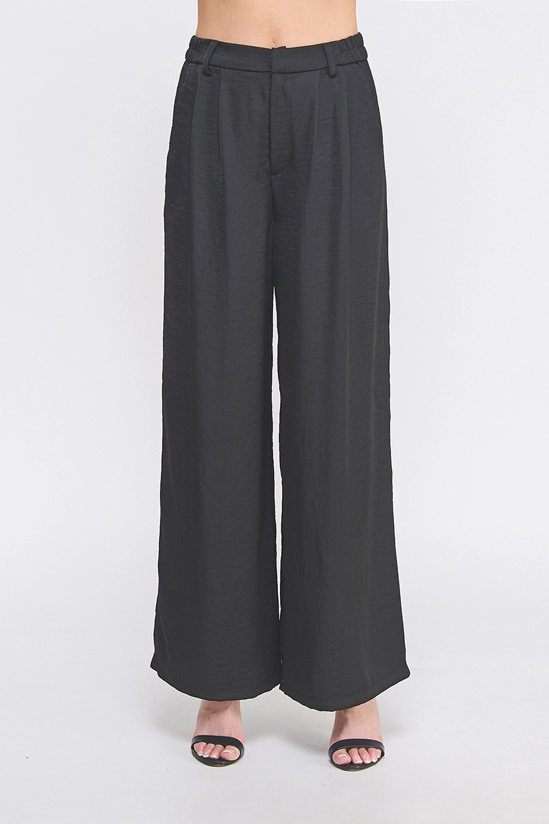 Soft Crinkle Satin Wide Leg Pants